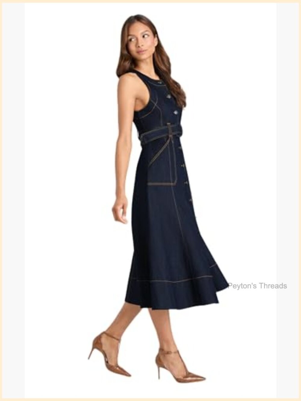 Sleeveless High Neck Midi Dress with Belted Utility Pockets - Picture 4 of 4